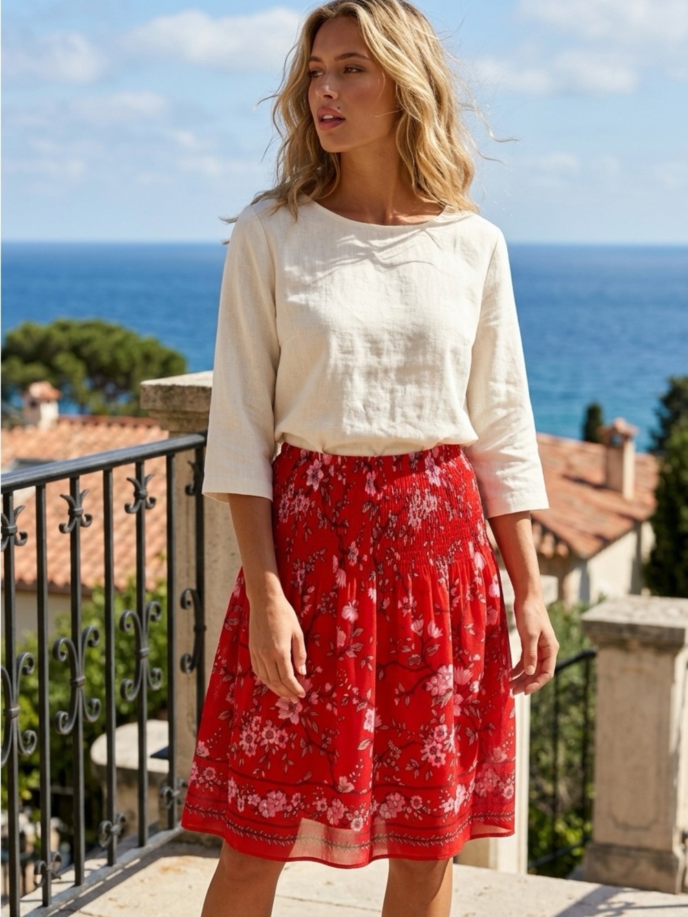 Max Studio Red A-Line Skirt with Vibrant Flair